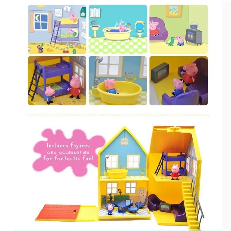 Peppa Pig Toys Doll House George Real Scene Model PVC Action Figures Family Member Early Learning Educational Toys for Children Peppa Pig Toys Doll House George Real Scene Model PVC Action Figures Family Member Early Learning Educational Toys for Children