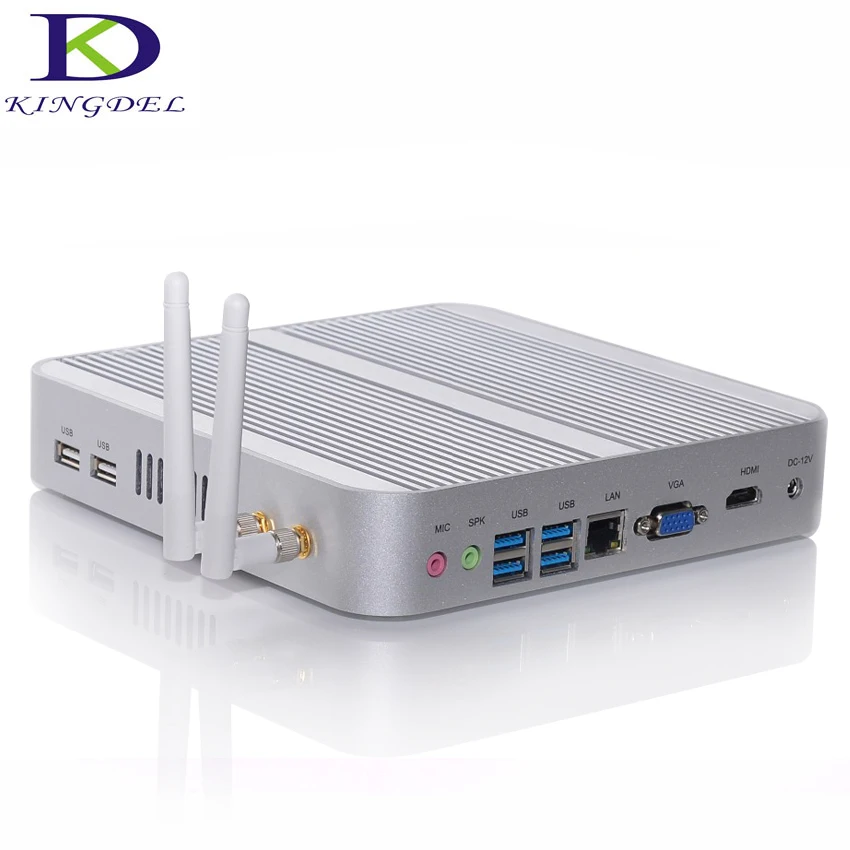 Kingdel Fanless Mini Industrail PC,HTPC, NUC with Intl i5-4200U CPU,16GB RAM+256GB SSD,HDMI+VGA,4*USB3.0,WiFi,Win 10,Metal Case