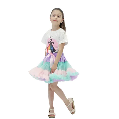 Детские юбки-американки, бальное платье для девочек, яркая милая зеленая шифоновая юбка-пачка принцессы с бантом - Цвет: 3