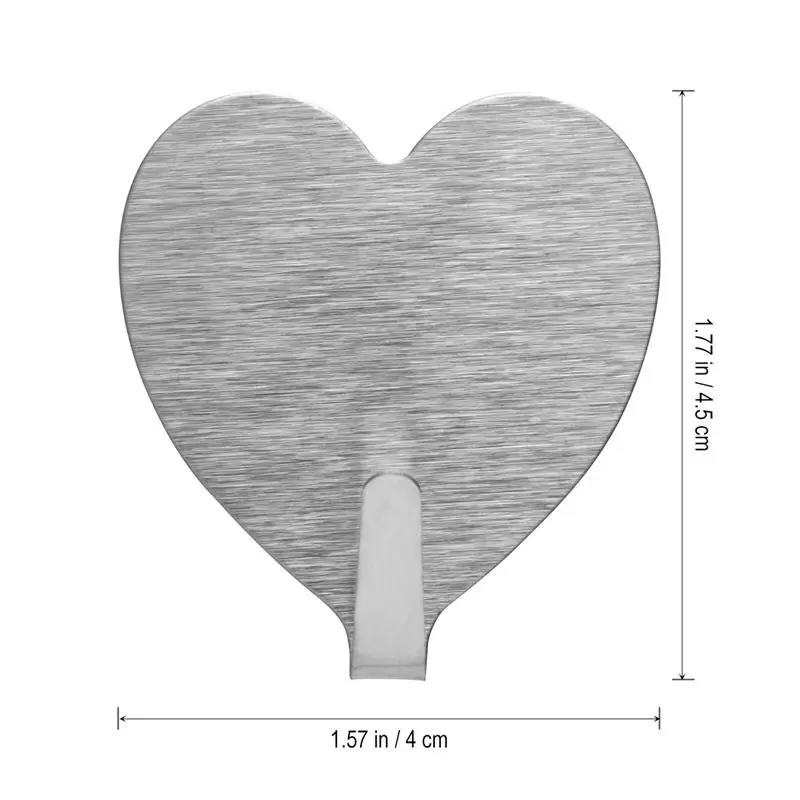 OUNONA, 10 шт., самоклеющиеся настенные крючки, сверхпрочная вешалка для пальто, нержавеющая сталь, в форме сердца, крючок для полотенец, дверной крючок, навесные крючки для ключей