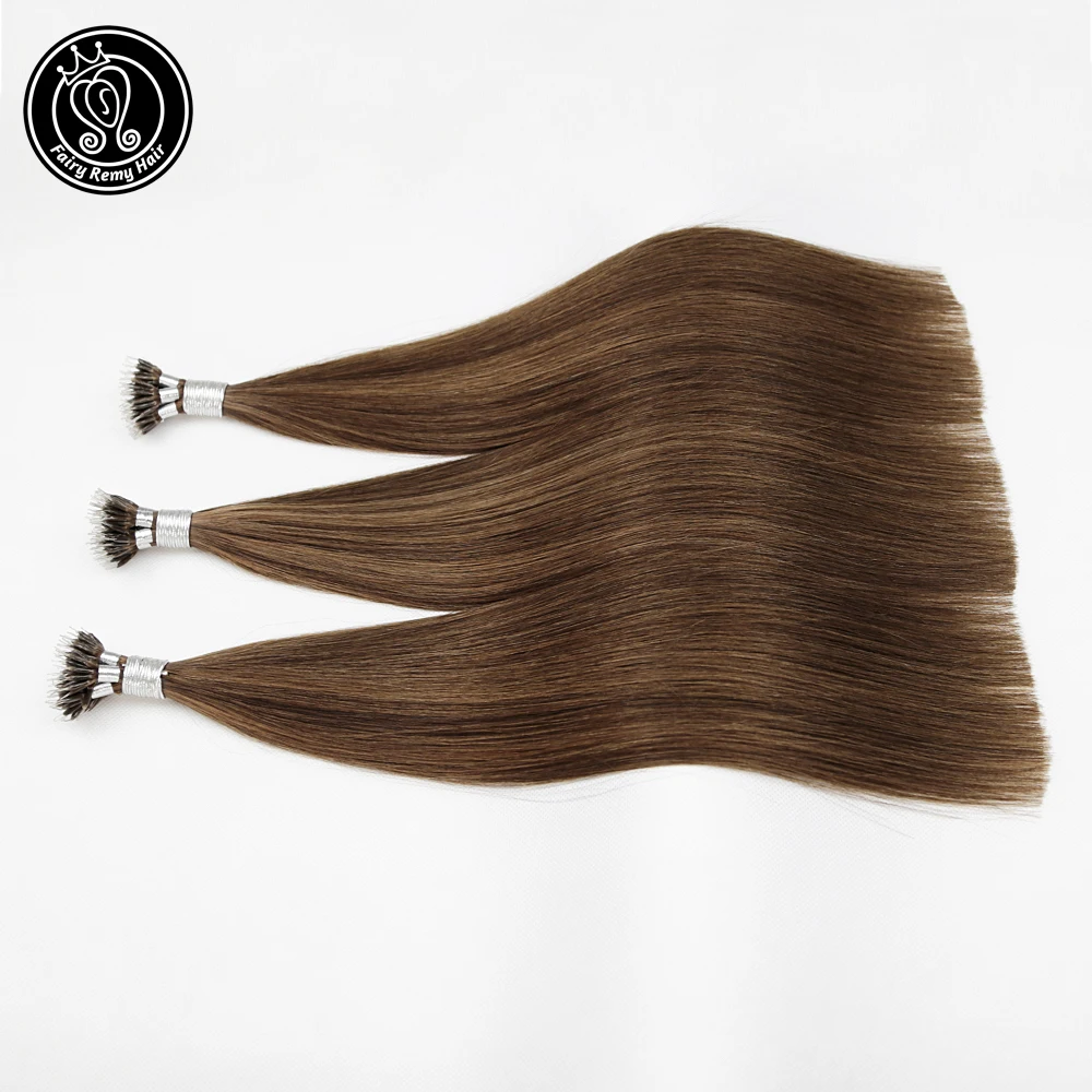 

Fairy Remy Hair 16"-22" Micro Beads Human Hair Extensions Piano Brown Color #4/6 Fusion Nano Ring Hair Extensions Human Hair 40g