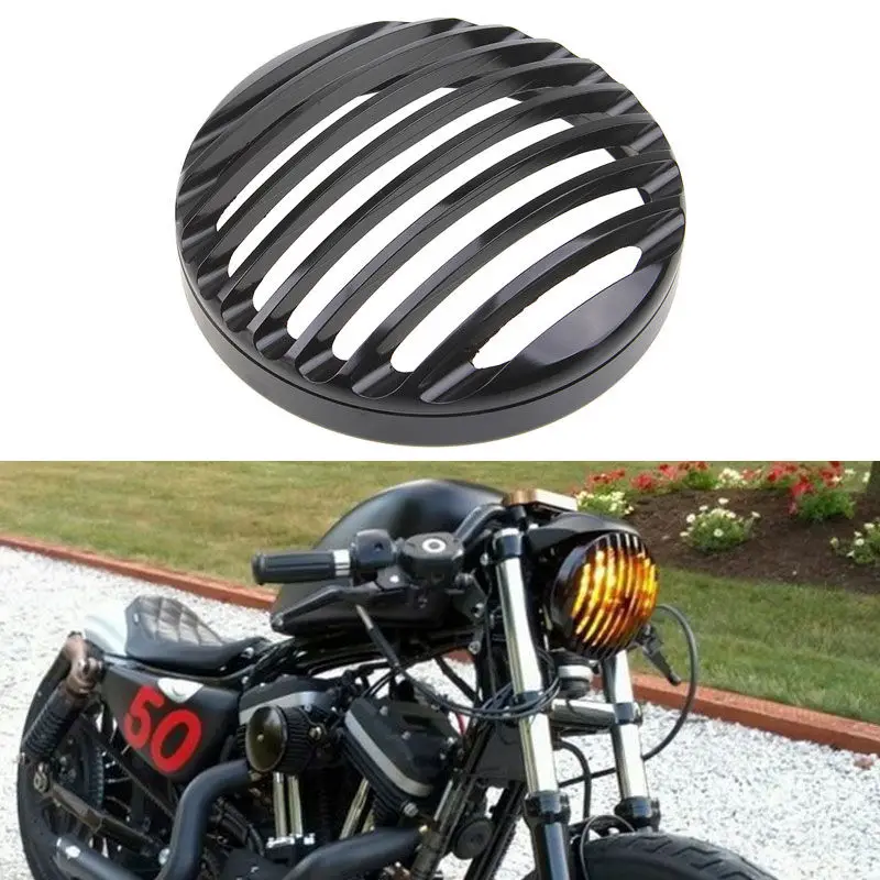 Черный для Harley Sportster XL 883/1200 2004-2014 5 3/4 &quotалюминиевые передние фары Гриль Крышка |