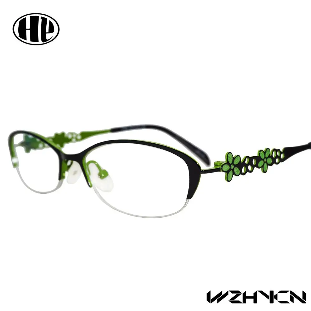 Ретро женские очки с прозрачными линзами Oculos De Grau сплав очки для глаз Цветочные оптические оправы винтажные женские очки - Цвет оправы: Черный