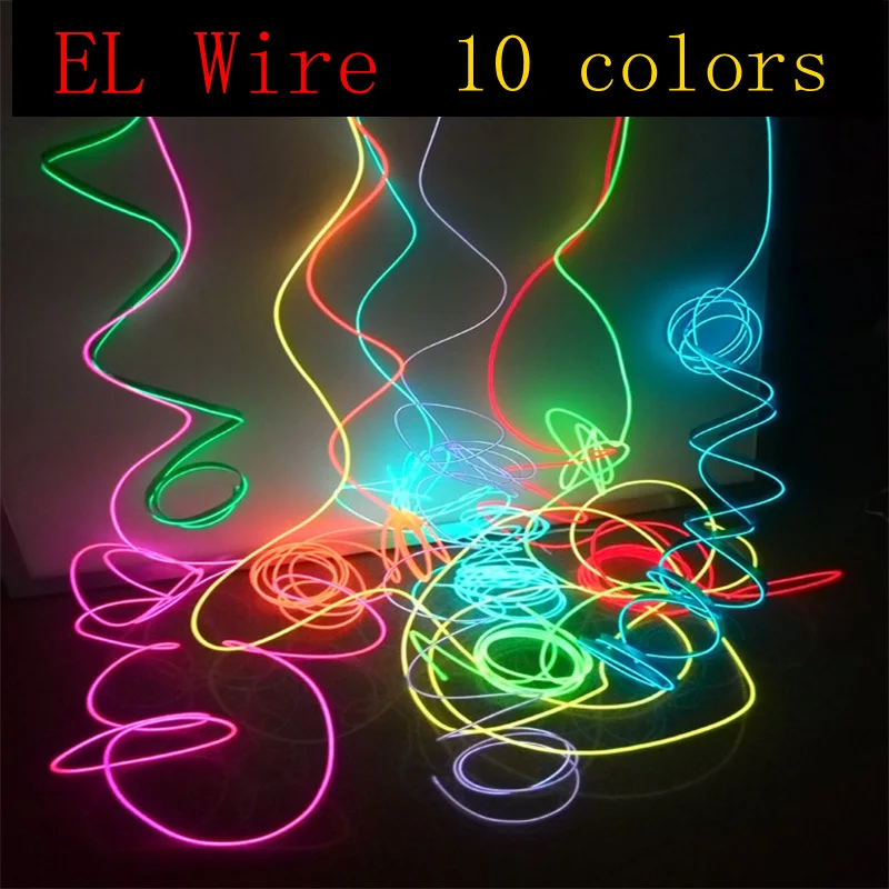 EL Wire 2,3 мм, 10 цветов, 50 м, 100 м, 200 м, трос, трубчатый кабель, сделай сам, Светодиодная лента, светильник, гибкий неоновый свет, вечерние украшения, танцевальные мероприятия