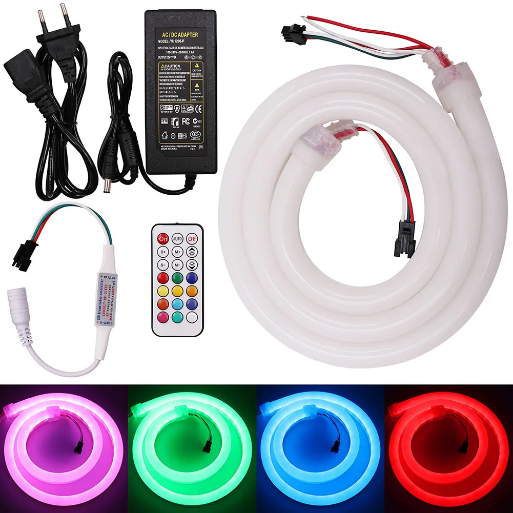 

DC12V WS2811 Led Neon Pixel Rope Light RGB Full Colour Waterproof WS2812 Pixel Controller DC12V 5A Power Supply EU/AU/US/EU Plug