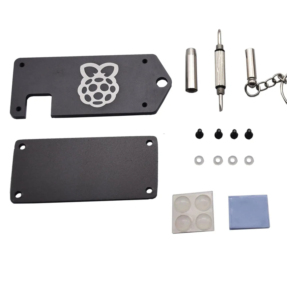 

1Pcs Ultra-Thin ZV2 CNC Aluminum Alloy Protective Case With Screwdriver For Raspberry Pi Zero / W - Black
