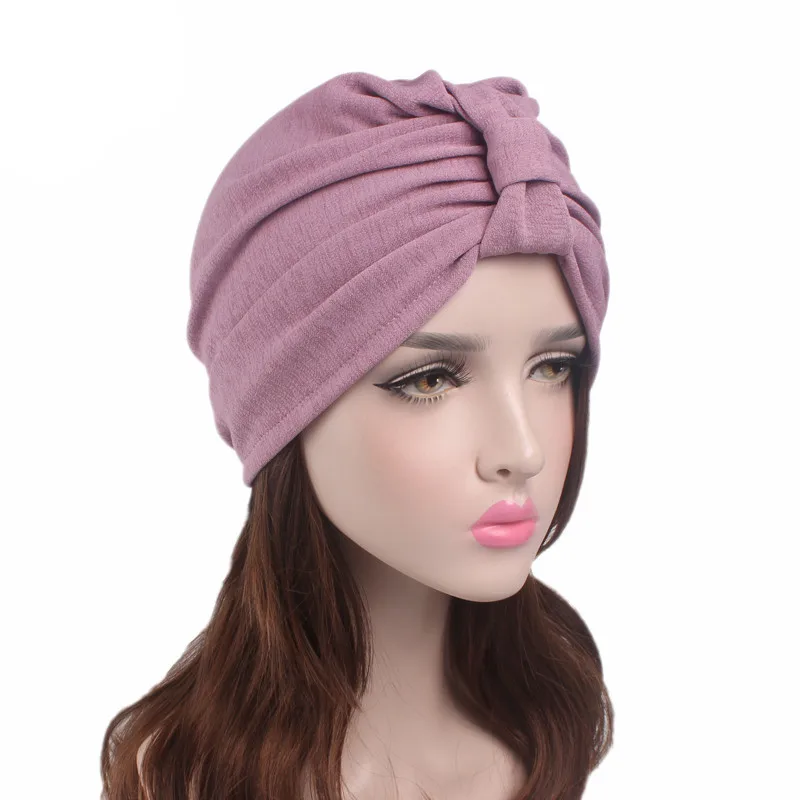 Muslim Women Ruffle Bowknot Cotton Turban Hat Scarf Bandanas Cancer Chemo Beanies Headwear Head Wrap Cap Hair Loss Accessories