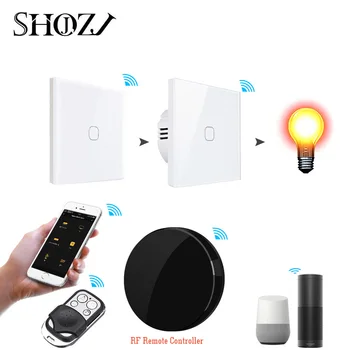 

Smart Touch Switch RF 433 Remote Control Wall Switch 1/2/3 Gang Light Switch for Home and Hotel