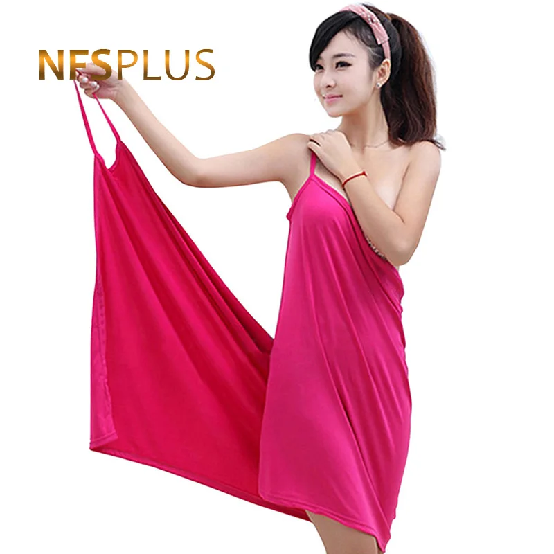 Microfiber Wearable Bath Towel for Women Solid Color Quick Dry Bathrobe