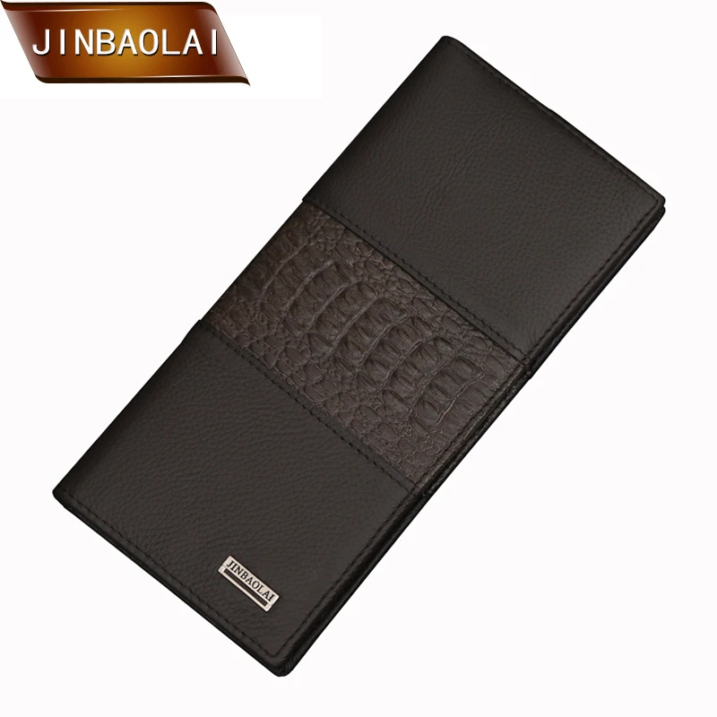 

JINBAOLAI Vintage Men Genuine Leather Wallet Long Bifold Wallet Money Card Holder Clutch Purse carteira Wallets Male Clutch Bag