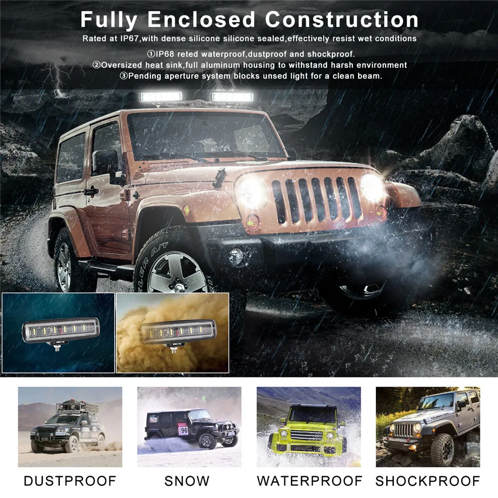 20000LM 6000K светодиодный рабочий свет 12V автомобильный дорожный 4x4 прожектор для