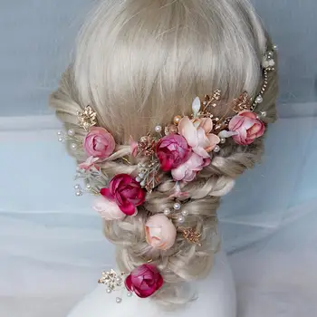 

Elegant Bridal Wedding Flower Pearls Headpiece Hair Pins Party Prom Dress Up