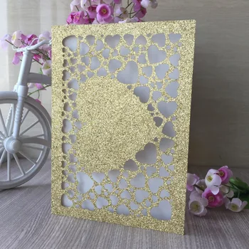 

20pcs/lot Luxury Glitter Wedding Invitations Cards Kit With Laser Cut Blessing Card Festival Birthday Party Activitic Supplies