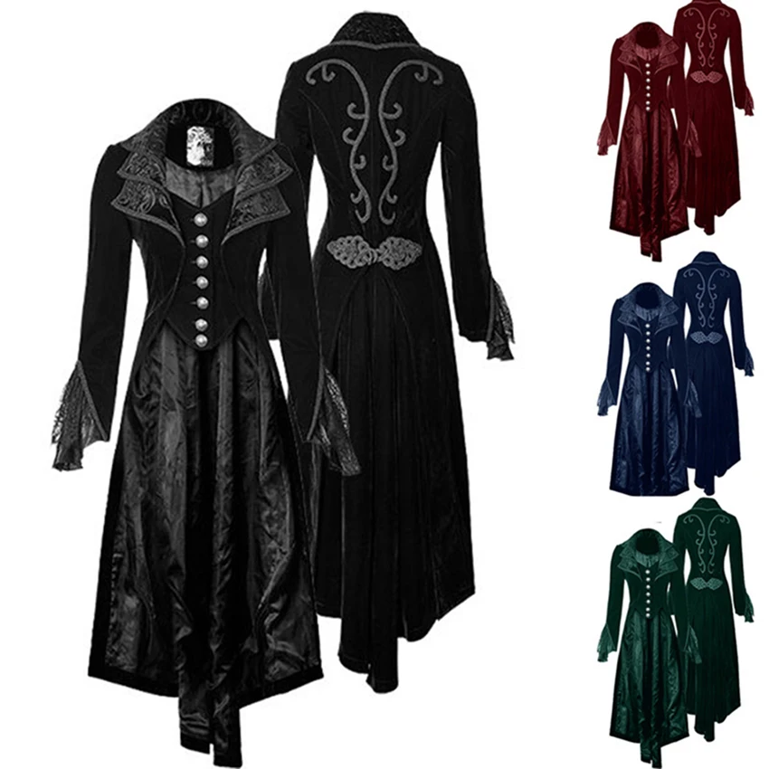 

Retro Victorian Renaissance Women Steampunk Tailcoat Gothic Long Coat Gothic Medieval Coat Jacket Medieval Costumes Clothes Top