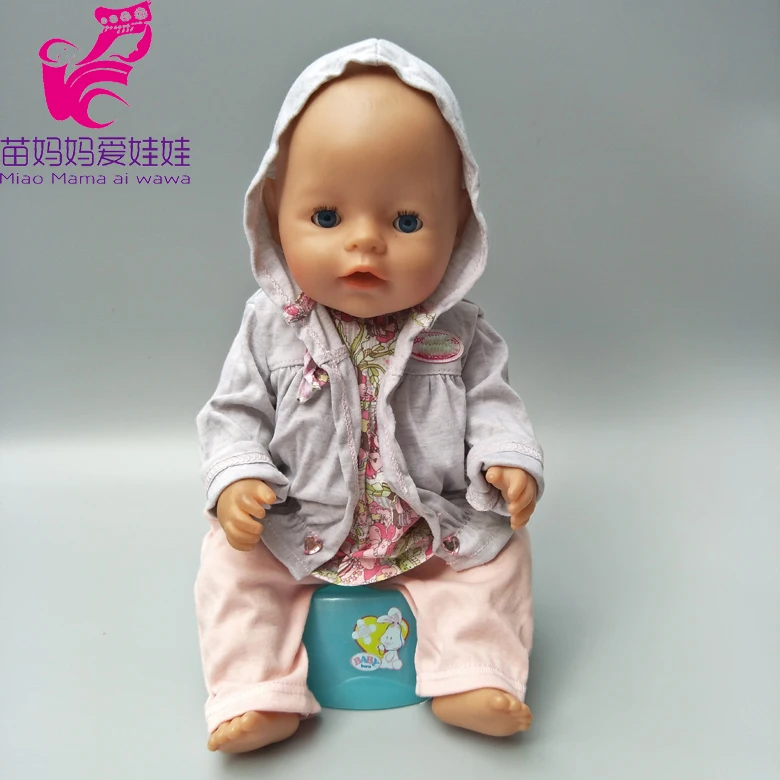 Dolls Hooded clothing Fits For 43cm Baby Born Zapf doll Baby jumpsuit outwear