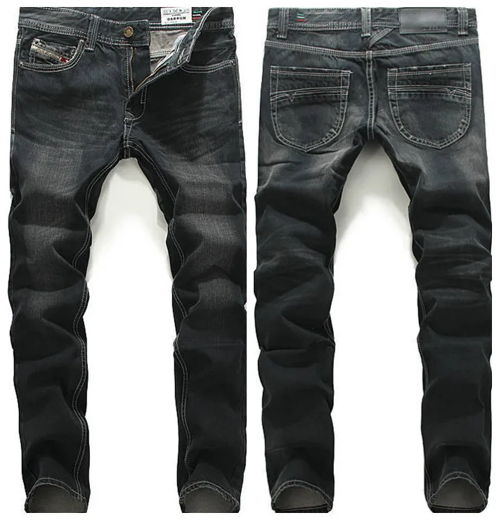 Wholesale 2015 New Men'S Autumn Winter Cotton Slim Straight Black Jeans Black Ripped Jeans Men
