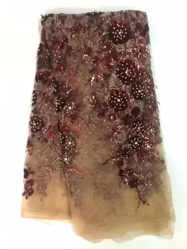 

high quality CiCi-81920 tulle guipure lace fabric with beads and stones African french cord lace fabric