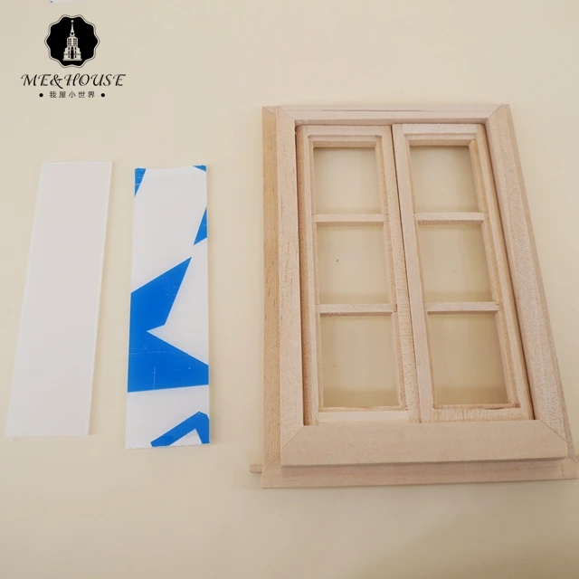 Горячая кукольный дом Миниатюрный DIY деревянный материал окна ручной работы Классический створки