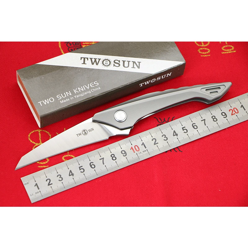 

TWO SUN TS78 M390 blade Titanium integration handle ball brearing Flipper folding knife hunting Outdoor camping knives EDC tools