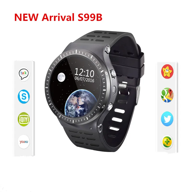 New Best ZGPAX S99B MTK6580 Quad Core Smart Watch 512MB+8GB GPS WIFI smartwatch with 2.0 HD high camera for apple android phone