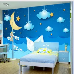 Пользовательские Синий Средиземноморский Стиль мультфильм 3D росписи обоев Детская Спальня фоне стены ткань Гостиная украшения дома