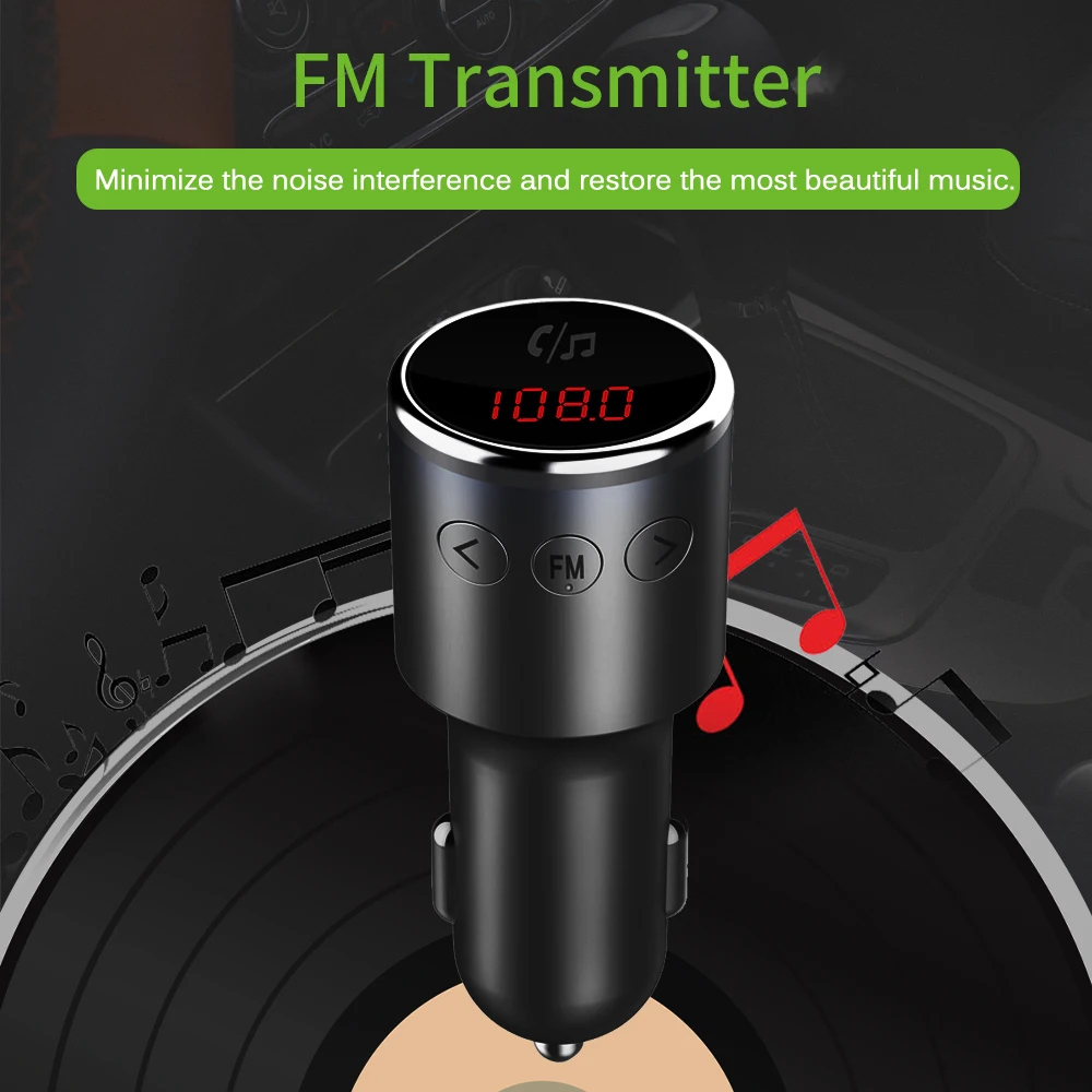 

FM Transmitter Modulator Bluetooth Handsfree Car Kit Car Audio MP3 Player support QC 3.0 fast charging Adapter Handsfree Car Kit
