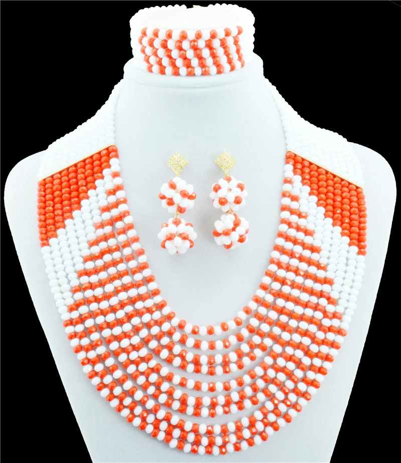 

Free Shipping !!!Fashion Nigerian Wedding African Beads Jewelry set Crytal l Necklace Bracelet Earrings Jewelry Set A-3269