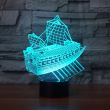 Drgon лодка в форме светодиодный 3d-ночник лампа красочные светодиодный 3d-ночник акрил мигающий сон USB атмосферная лампа Прямая