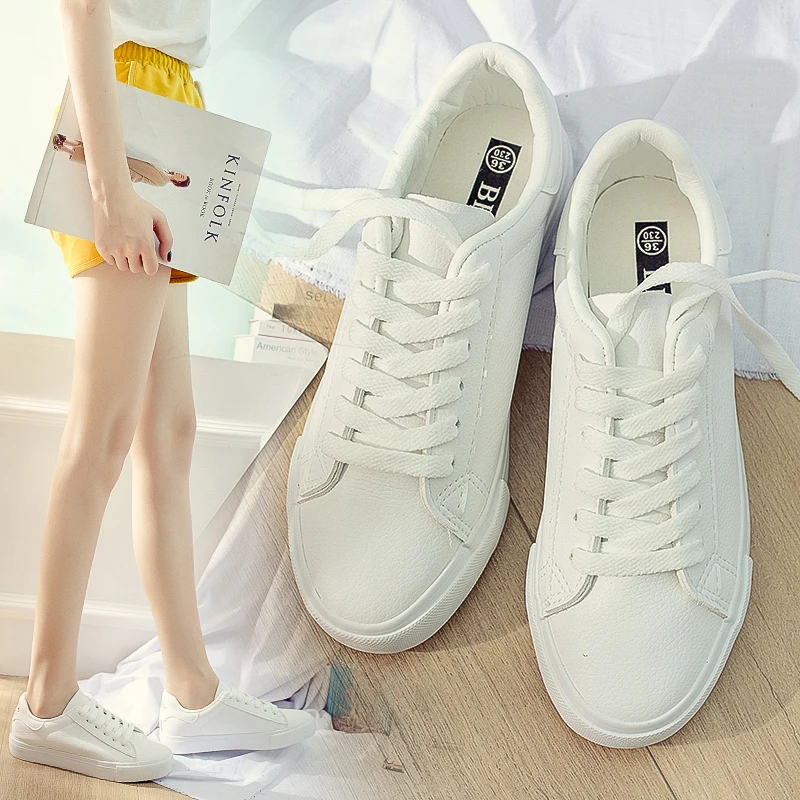 

LOOZYKIT Sneakers Women White Shoes 2019 Spring Platform Shoes Zapatos Mujer Lace-Up Tenis Feminino Casual Flats Dropshipping