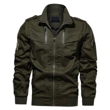 Gran tamaño 6XL primavera Chaqueta de algodón de los hombres, chaqueta Otoño, chaqueta militar Vintage Hombre Verde del Ejército de la motocicleta abrigo