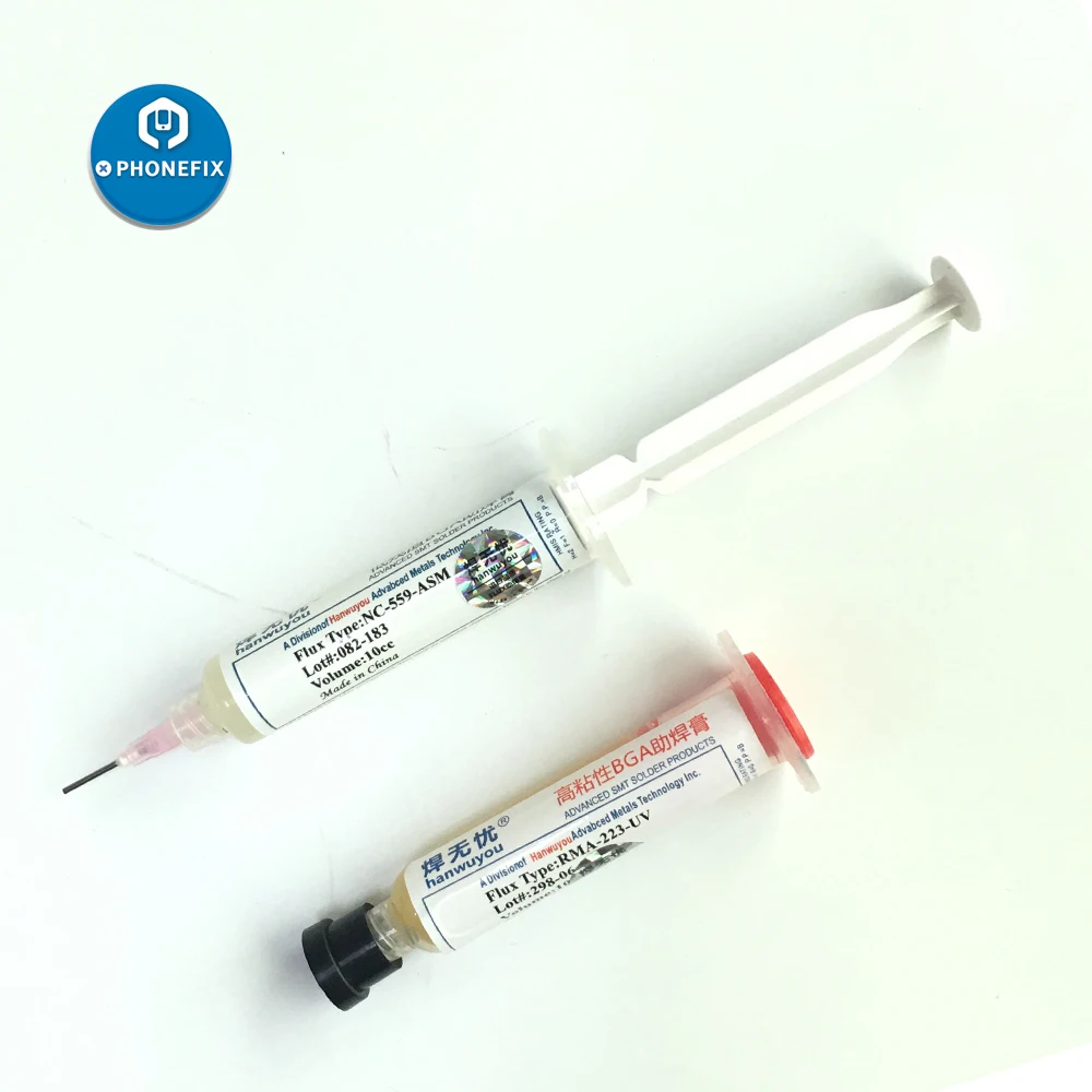 

PHONEFIX 10CC RMA-223 NC-559-ASM Soldering Paste Flux With Flexible Syringe Needle for Phone BGA IC Chips Reballing Repair