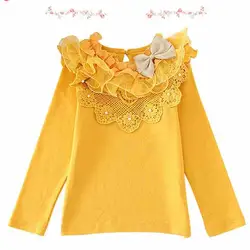 Детская рождественская одежда кружевная блуза для девочек топы для детей возрастом от 2 до 7 лет осенняя одежда с длинными рукавами для