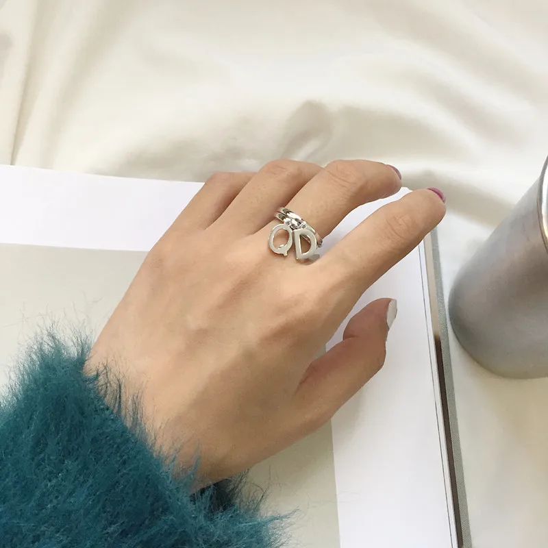 Новые Заказные Персонализированные 925 пробы серебряные кольца с алфавитом, A-Z кольца с именем и надписью, очаровательные ювелирные изделия, модный подарок для любви