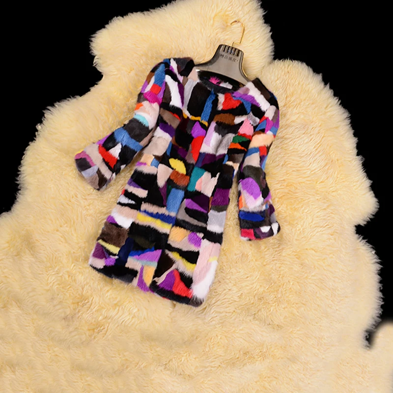 

2019 New Natural Genuine Mink Fur Overcoat Fashion Women Real Fur Outwear WSR88