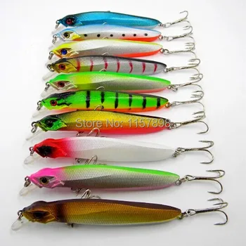 

10pcs/lot Minnow Fishing lures 10cm/7.9g swimbait artificial fish lure hard bait promotion pesca wobbler free shipping