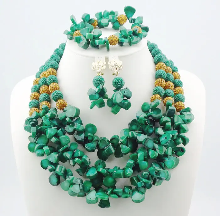 

Unique New Peach Coral Color Beaded Nigerian Wedding Beads African Beads Jewelry Set C72-1