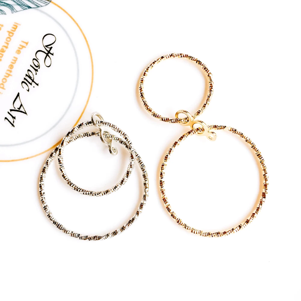 

Silver Color Gold Plated Ring Circle Loop Eardrop Pendant Charms Jewelry Component Diy Handmade Material 6pcs