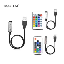 DC 5 в USB светодиодный RGB контроллер мини 3 клавиши Диммер/24 кнопки ИК-пульт/17 ключей RF беспроводной пульт дистанционного управления USB RGB светодиодный светильник