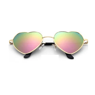 Тенденция в форме сердца из металла солнцезащитные очки Для женщин Брендовая Дизайнерская обувь зеркало градиент красный солнцезащитные очки прозрачные линзы Оттенки Óculos UV400 - Цвет линз: 12