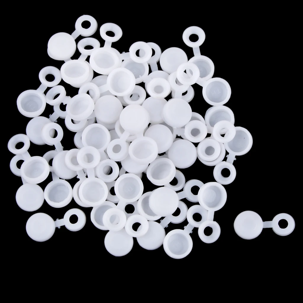 50 Pieces Hinged Plastic Screw Washer Cover Caps 27mm For 6g 8g Screws White