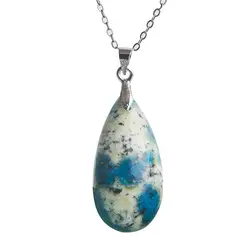 Натуральный K2 Гранит кулон из азурита сине-белые хрустальные камни бусины подвески в форме капель воды Jewelry Цепочки и ожерелья