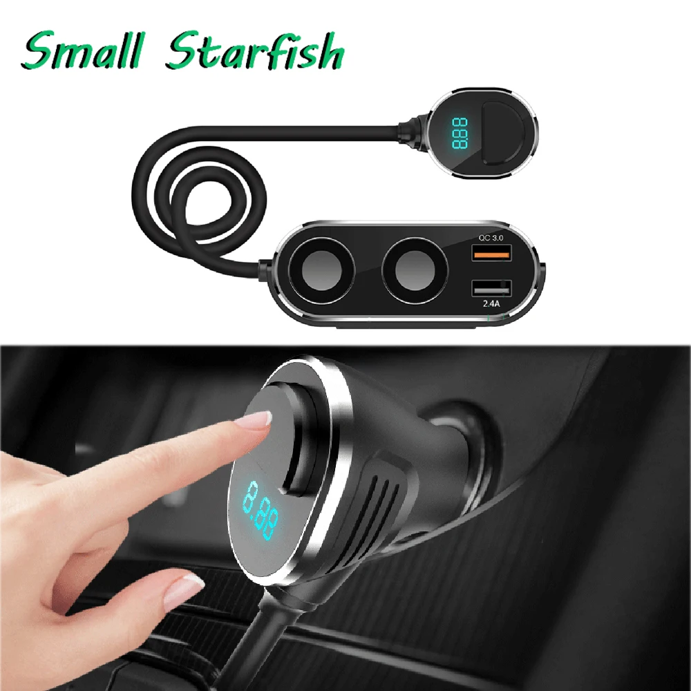 DC 12-24V 2.4A Fast Charging QC 3.0 Dual USB Port Car Charger 2 Way Car Cigarette Lighter Socket Splitter Charger for All Car