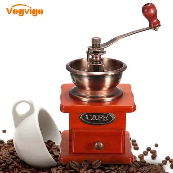 

VOGVIGO Retro Professional Manual Coffee Grinder With Ceramic Movement Wooden Coffee Mill Mini Household Beans Nuts Grinders