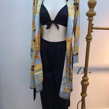 Женская Осенняя атласная Шелковая пижама с принтом, комплект из 3 предметов, женская одежда для дома, ночная рубашка, ночная рубашка, домашняя одежда, Sui