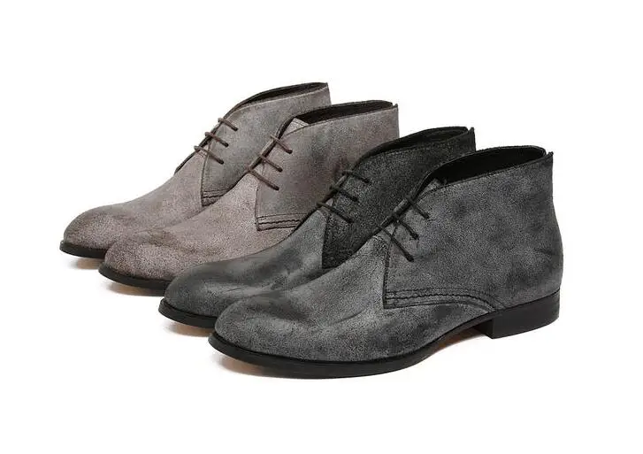 Dress shoes men genuine leather martin boots lace up high top smart casual shoes suede low heel pointed toes vintage ankle boots Dress shoes men genuine leather martin boots lace up high top smart casual shoes suede low heel pointed toes vintage ankle boots