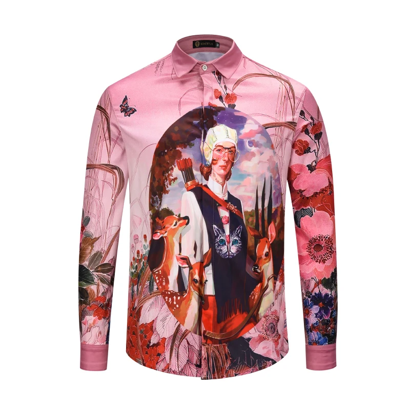 XIMIWUA 2019 New Arrival Men Luxury Floral Shirts 3d Print Long Sleeve Hawaiian Shirt Men High Quality Slim Fit Chemise Homme