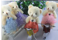 100 шт./лот 12 см букеты Медведь кукла Тюль Кружева мишки Плюшевые куклы Материал букет свадебный подарок кулон
