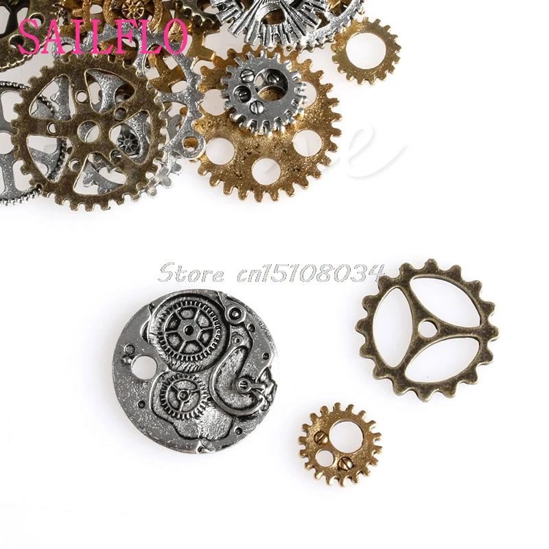 42 piezas Vintage piezas de aleación de joyería Steampunk arte DIY manualidades Cyberpunk engranajes para ver S08 de la nave de la gota