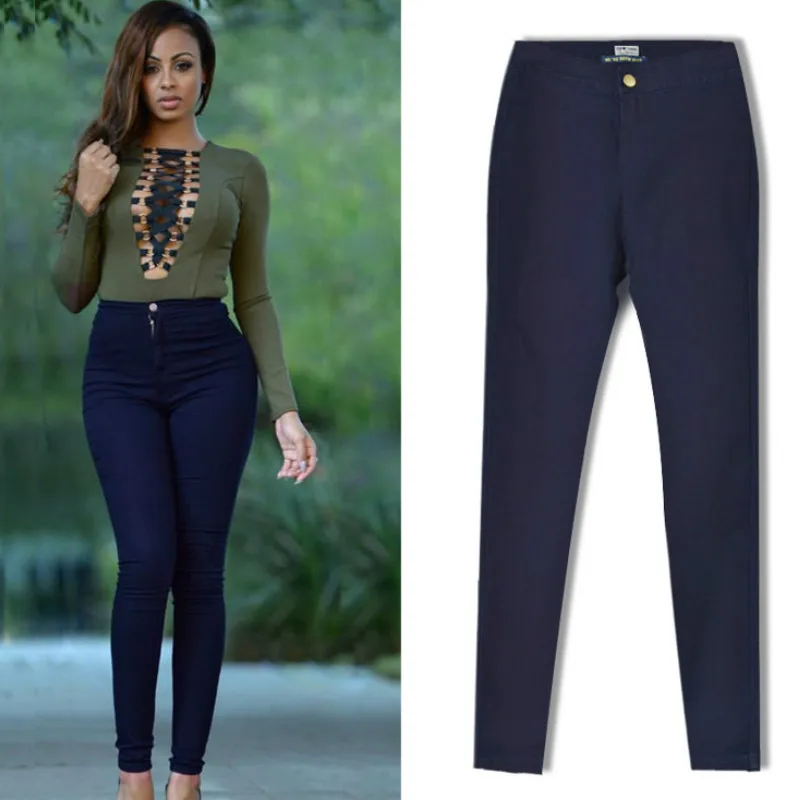 Female High Waist Skinny Jeans Legging Street Wear Elasticity Slim