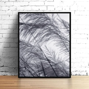 

Feather Reed Wall Art Canvas Painting Plant Art Nordic Posters And Prints Black White Wall Pictures For Living Room Home Decor